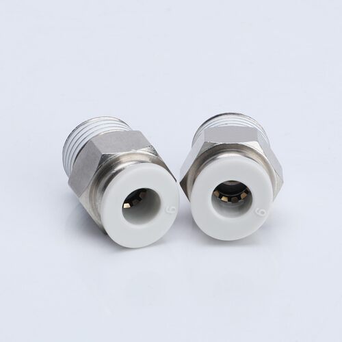 白色气管接头螺纹直通PC4-M5/6-01/8-02/10-03/4气动接头快速快插