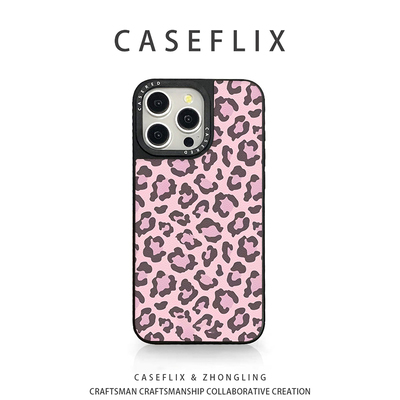 苹果16粉色豹纹手机壳