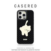 CASERED联名波点白猫适用于苹果16手机壳小米15华为mate70硅胶pura80新款 iPhone13promax 12皮纹RENO14三星s2