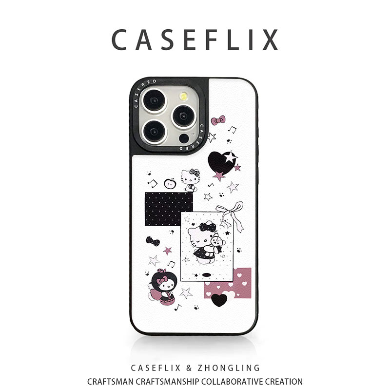 苹果17黑色爱心KT酱手机壳