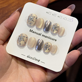 高级感中长款 钻石大福 纯手工穿戴甲2025新款 绝美闪钻高质量美甲