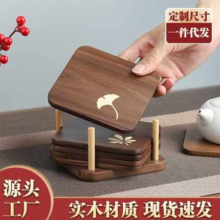 实木印花餐垫隔热垫碗垫锅垫餐桌餐盘垫家用高档防烫日式杯垫木质