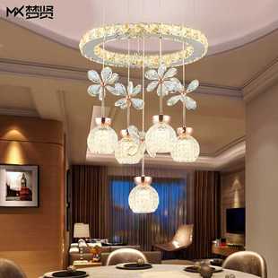 餐桌灯LED饭厅家用客厅水晶灯 N5餐厅灯吊灯三头现代简约创意个性
