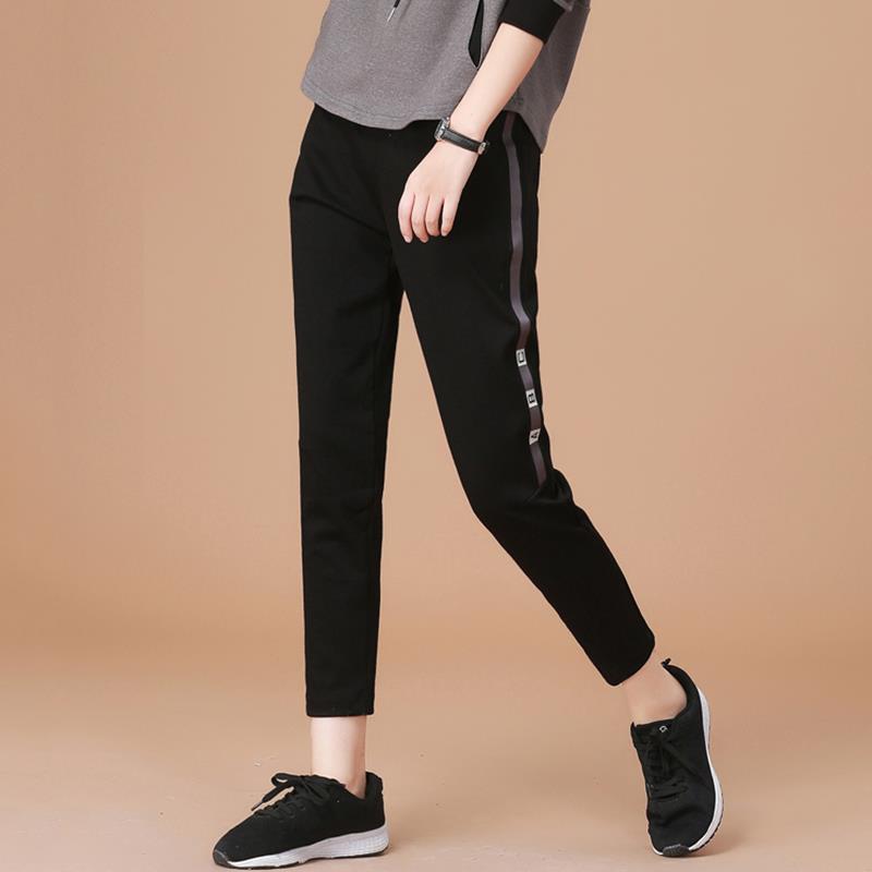 韩国2024春秋新款高腰运动厚棉裤女宽松小脚休闲百搭九分薄款哈伦