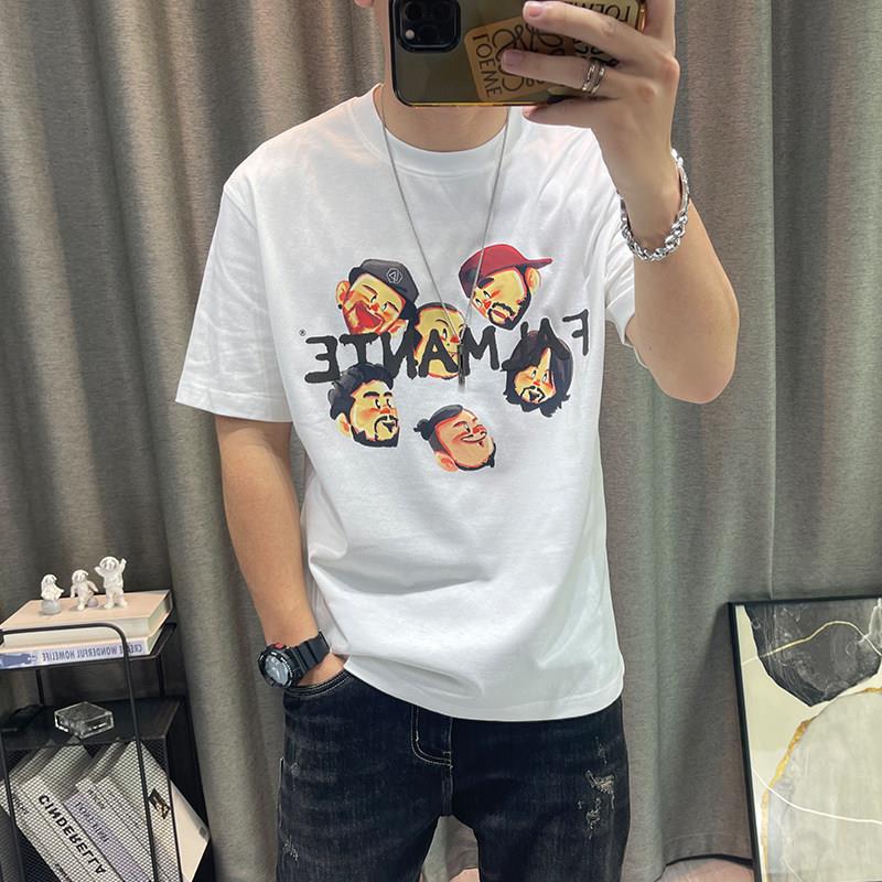 潮牌卡通印花短袖T恤男夏季新款宽松百搭休闲男士纯棉半袖上衣潮