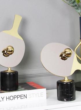 现代简约客厅玄关书房酒柜书柜创意摆件艺术兵乓球拍个性软装饰品