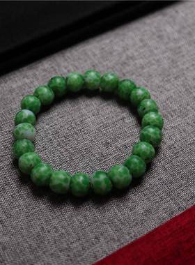 〓老〓清代手工古法绿色点彩翠色琉璃珠手串宝珠收藏品时尚手链