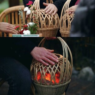 火笼竹编老式烘笼手工竹编取暖火盆火篮怀炉家用老人手提式烤火笼