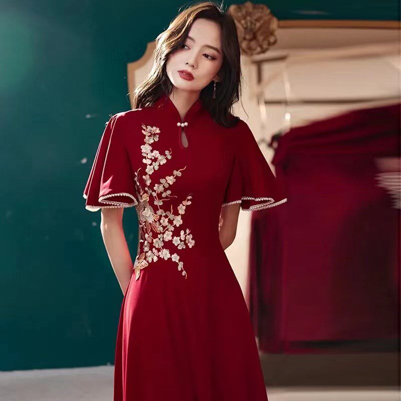 高级感大码结婚敬酒服新娘孕妇z平时可穿长款新中式旗袍订婚礼服
