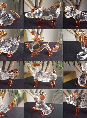 水晶12十二生肖鼠牛虎兔龙蛇马羊猴鸡狗猪风水招财家居装饰小摆件