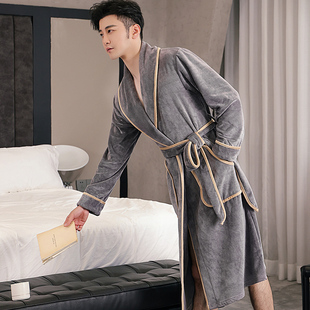 睡袍男夏五星级酒店浴衣春秋w薄款毛巾料长睡衣不掉毛吸水男士浴