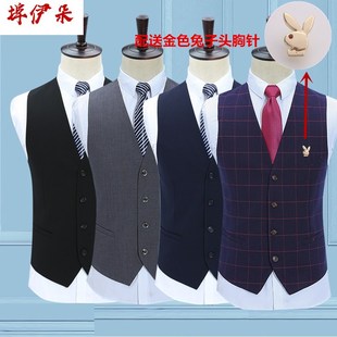 春秋韩版潮修身西装马甲男男w士英伦西服背心休闲职业马夹伴郎马