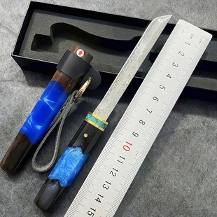 户外刀具爆款菊田水果刀家用削皮直肋差锋利大马士革vg10夹钢防身