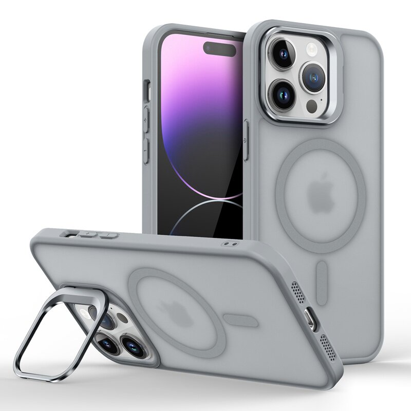 新款磨砂磁吸支架适用苹果17promax手机壳支撑架iPhone14pro男款13迷你12mini可磁吸15透明高级感16e外壳2026