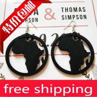African wooden earrings black girl women crop earings 女耳环