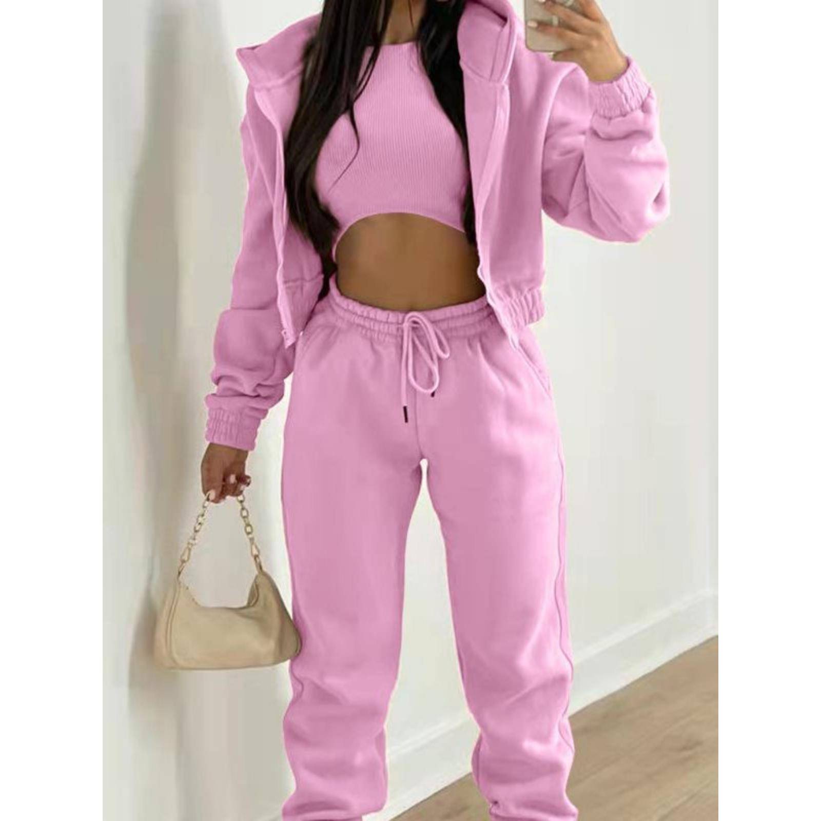 2024夏季女套装针织休闲毛衣三件套女