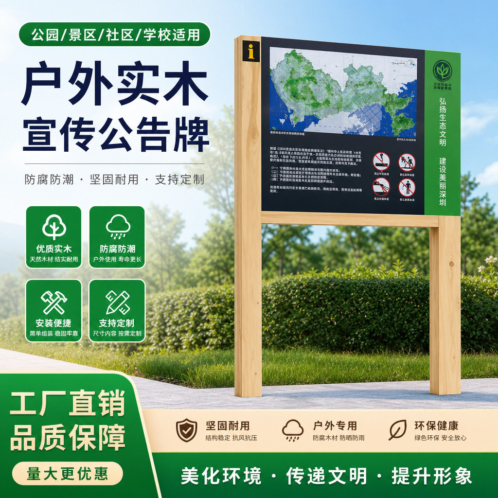 户外防腐木指示牌乡村导视牌园林宣传栏/公告栏