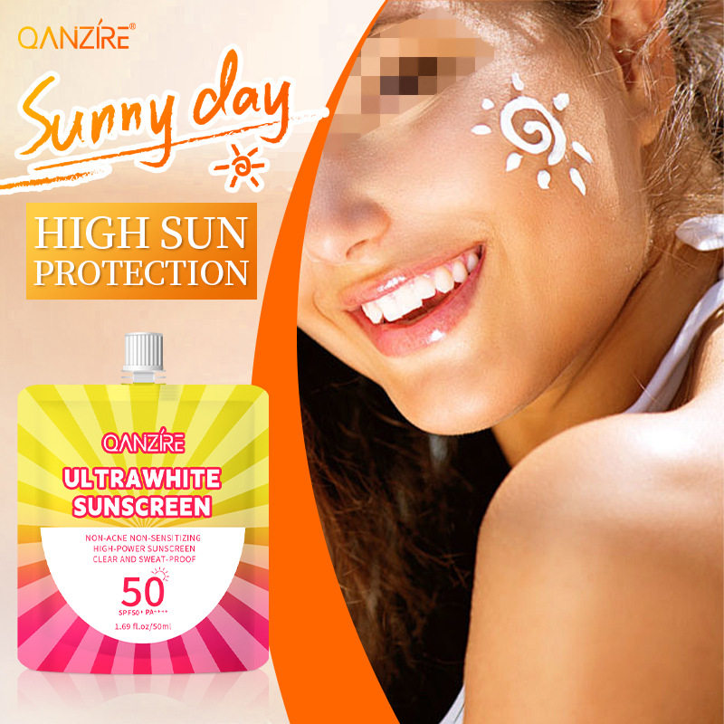 跨境东南亚爆款防晒霜Sunscreen防水防汗SPF50隔离乳防晒霜袋装