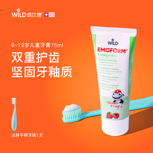 Wild怀尔德瑞士儿童牙膏6 12岁含氟防蛀固齿换牙小学生青少年进口