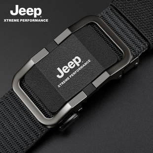 Jeep帆布腰带男自动扣尼龙裤带时尚休闲百搭编织战术腰带快拆皮带