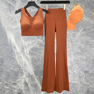 瑜伽服女套装春夏专业背心2024新款微喇叭裤高级感速干普拉提健身