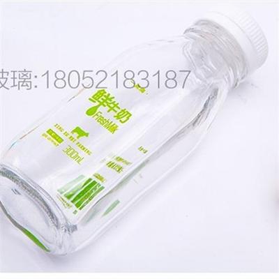 包邮500毫升300毫升方形牛奶玻璃瓶酸奶瓶鲜榨果汁饮料瓶密封盖子