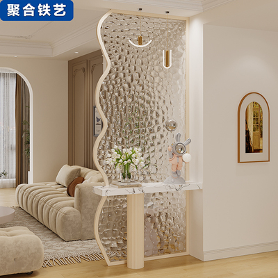 奶油风轻奢金属创意屏风隔断装饰