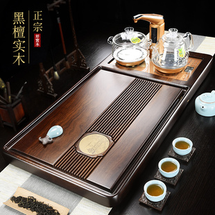 一体式 黑檀木茶盘整套装 全自动上水烧水壶功夫茶具家用实木小茶台