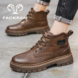 斐克公羊FACKRAM中高帮马丁靴男款皮鞋复古真皮英伦风男靴短靴子