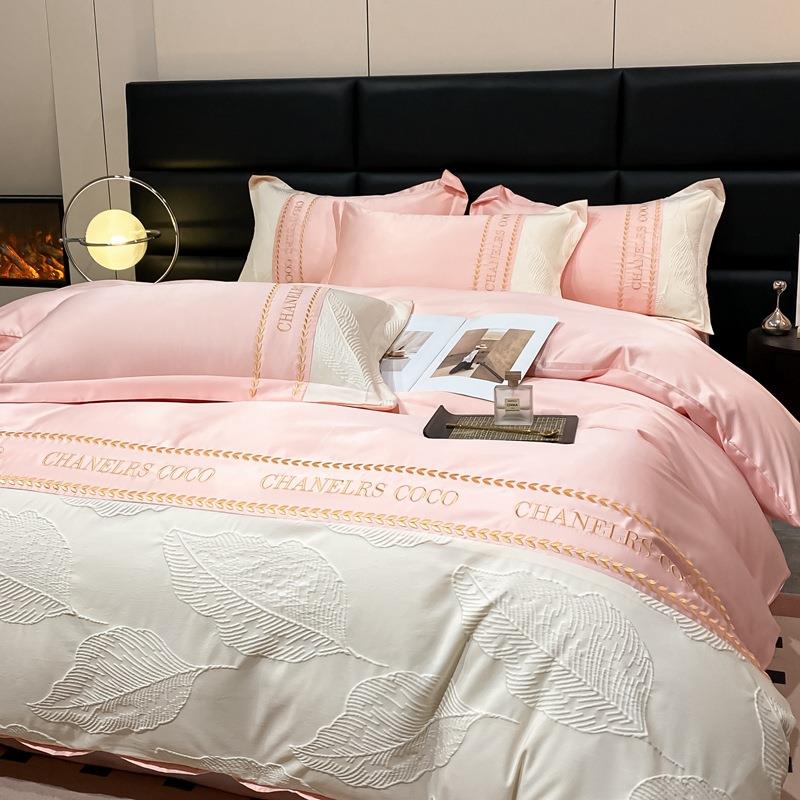 轻奢高级感冰丝四件套水洗棉四季款丝滑被套床单床上用品三件套