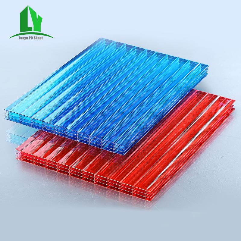 全新料中空透明阳光板 温室保温搭棚四层中空PC阳光板12mm