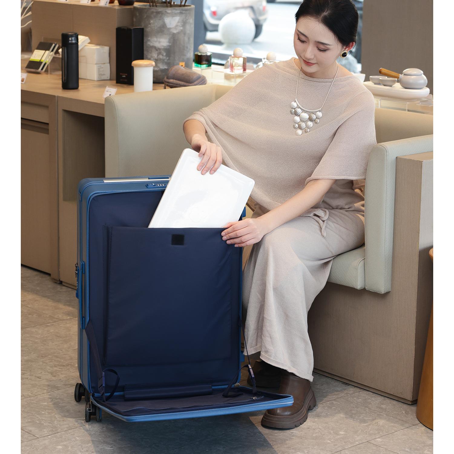 1:9深仓中置宽拉杆行李箱20寸新款前置开口登机旅行铝框24大容量