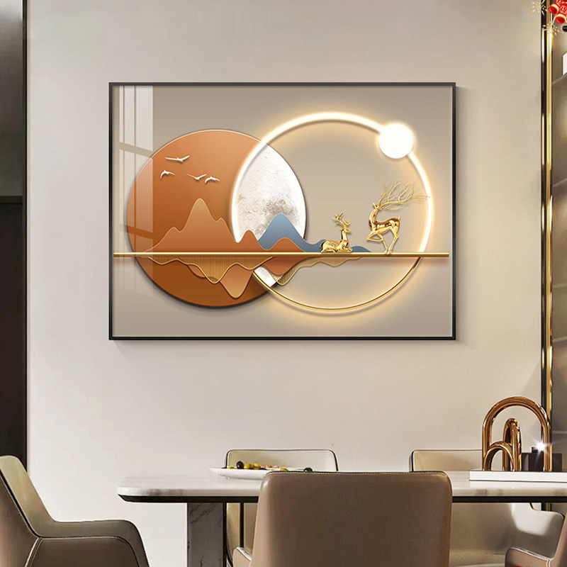 轻奢饭厅装饰画 画现代简约饭厅背景挂画 画单幅横版大气厨房饭厅