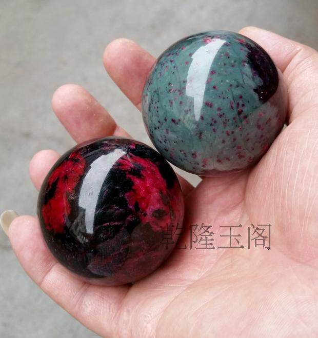 高端玉石挑花玉手球健身球手玩件玉石手球保健按摩球送父母送礼