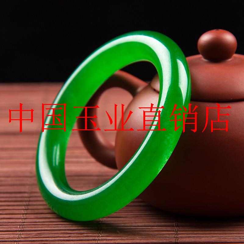 翡翠色玉石冰种水沫玉手镯圆条满绿玉石手镯子金丝玉镯女饰品送礼