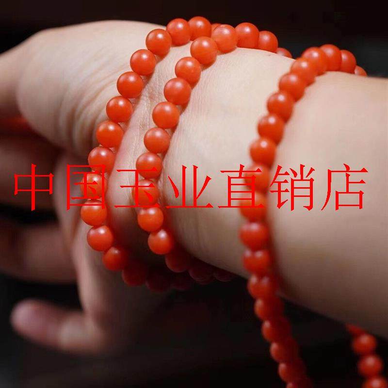 保山原矿南红多圈手串玛瑙满肉磨砂佛珠手链情侣款民族风毛衣项链