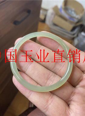 推荐甄选青海料和田玉青玉冰晴水叮当手镯女款玉镯玉石饰品礼物