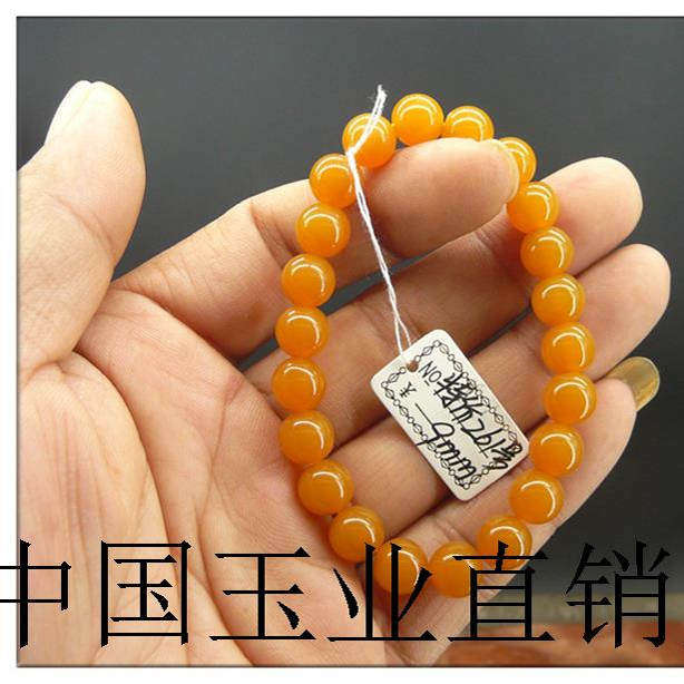 云南黄龙玉手串老坑冰糯种鸡油黄玉石圆珠单圈手链手串手饰品百搭