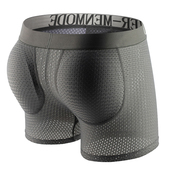 网孔罩杯隐形增大翘臀丰臀蜜桃臀假屁股平角内裤 薄款 提臀内裤 男士