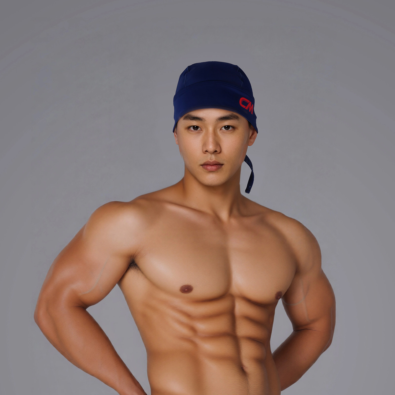 CLEVER-MENMODE男士针织泳帽深蓝色街头风运动配饰不勒头舒适透气