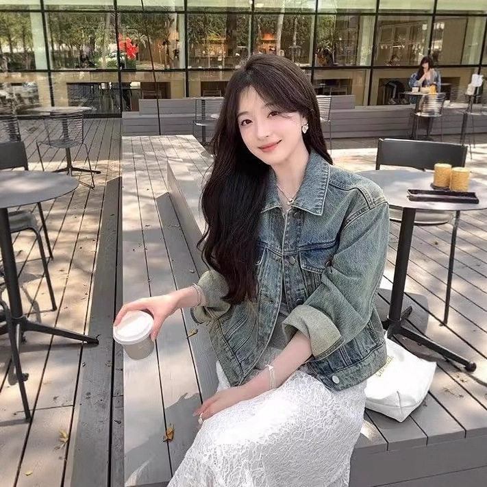 短款牛仔外套女春秋韩版宽松减龄小个子外搭上衣夹克短款小个子