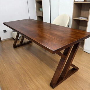 原木实木书桌家用办公客厅工作台带抽屉储物大板桌简约桌面工作台