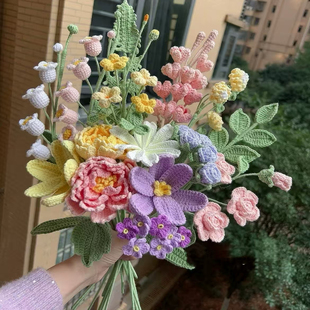 雪妃尔正品毛线跨年纯手工钩织花束插花瓶编织毛线花氛围感礼物