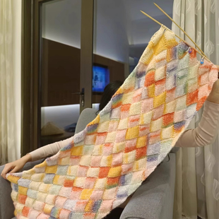 雪妃尔琉璃云渐变围巾毛线钩织礼物祖母格编织落霞送闺蜜