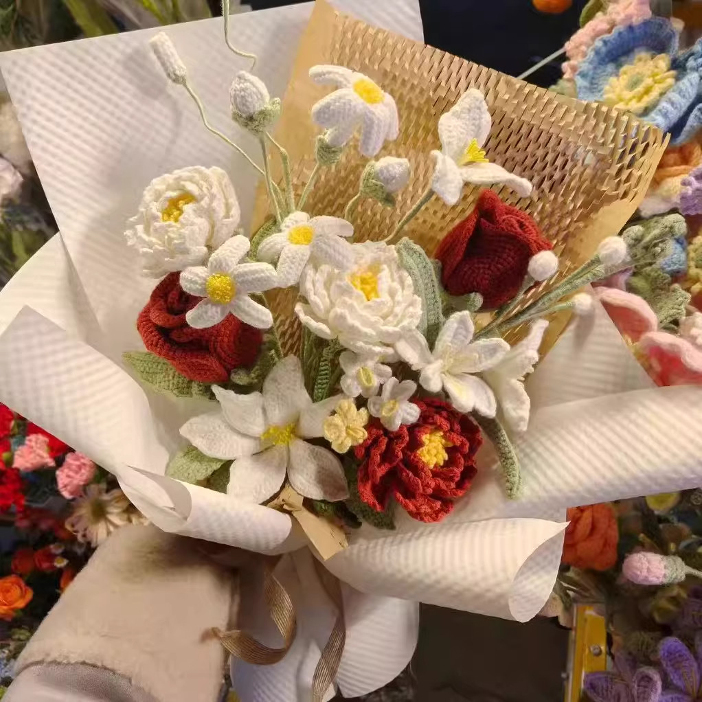 手工编织雪妃尔线材钩织玫瑰百合花束diy材料包送女友闺蜜礼物,服饰配件/皮带/帽子/围巾,DIY编织材料包,淘宝优惠券,粉丝福利购,淘宝优惠卷