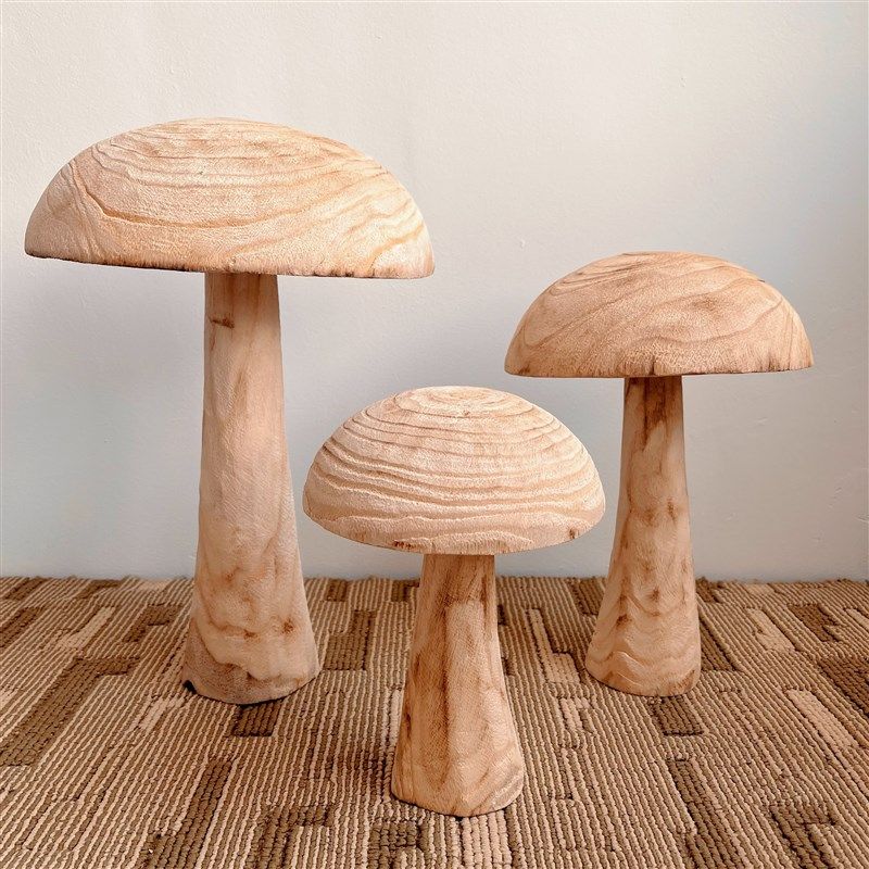 木质蘑菇摆设侘寂风复古实木民宿风格装饰院子落地大摆件庭院造景,家居饰品,装饰摆件,淘宝优惠券,粉丝福利购,淘宝优惠卷