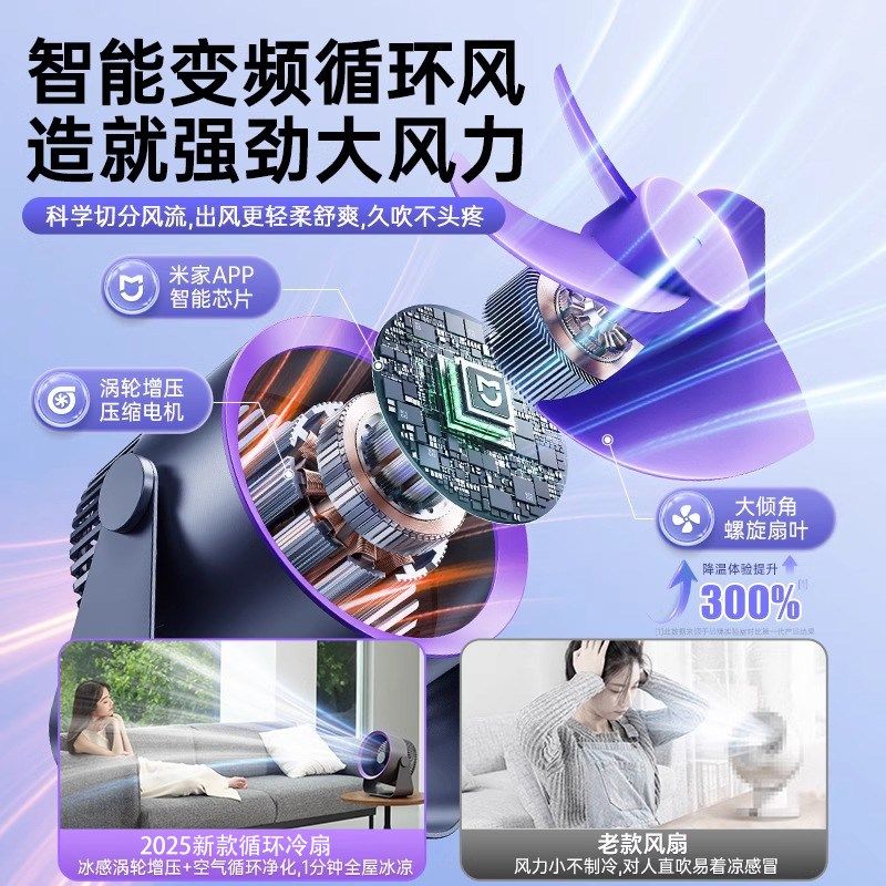 桌面风扇小型风扇免打孔厨房专用静音空调卫生间厕所家用壁挂台式