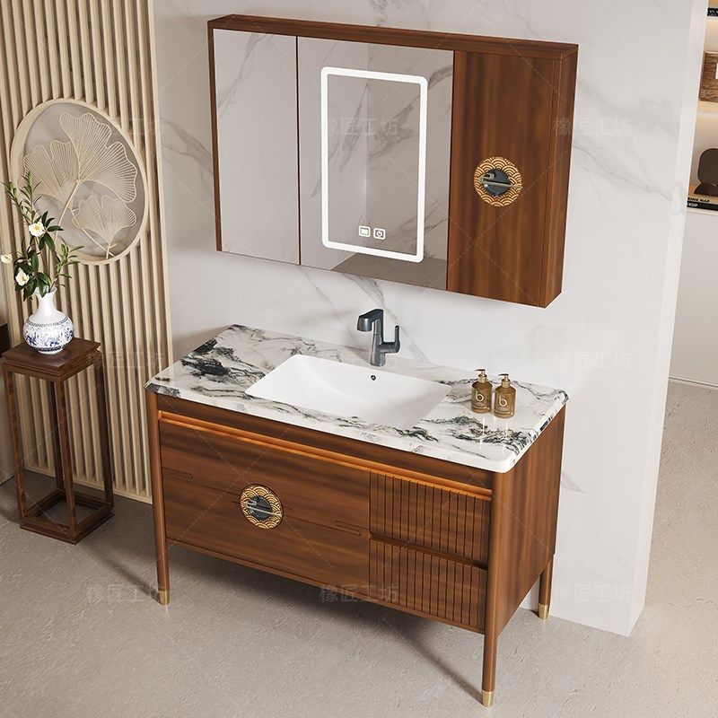 中式橡木浴室柜陶瓷一体盆乌金木落地柜洗漱台洗手盆洗脸盆柜组合,家装主材,浴室柜组合,淘宝优惠券,粉丝福利购,淘宝优惠卷