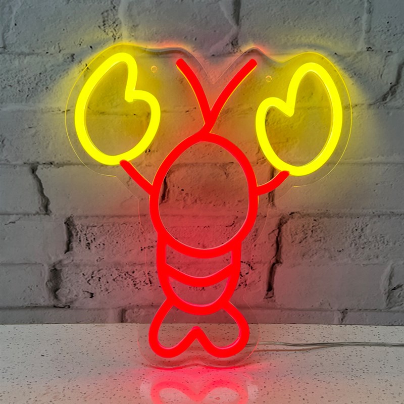 海洋水产鱼类霓虹灯LED发w光字定制小龙虾螃蟹招牌门头档口广告牌