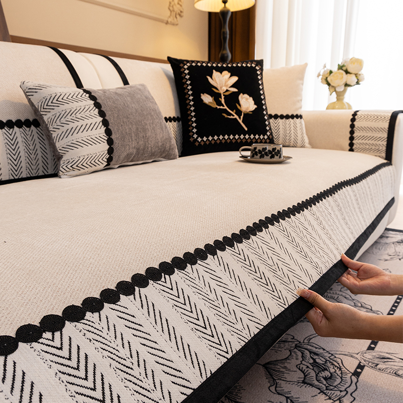 雪尼尔沙发垫四季通用o2024新款防滑法式轻奢坐垫子高级感沙发盖